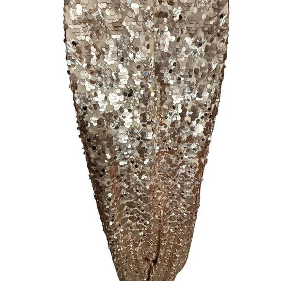 Night Moves Light Gold All Over Sequin Beaded Strapless Formal 6755 Dress Gown 4 - Picture 12 of 16